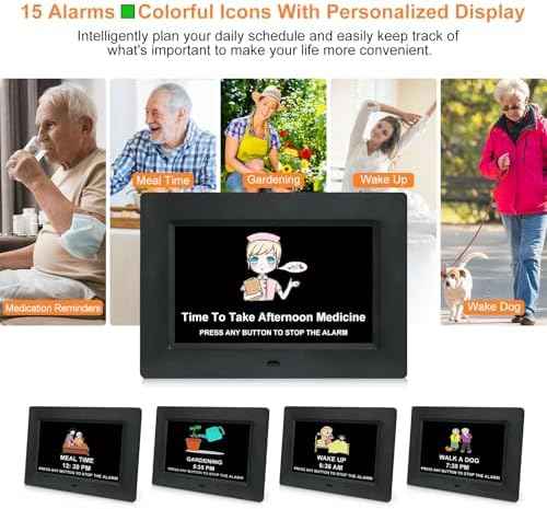SSINI Digital Calendar Dementia Alarm Clock with Day and Date for Elderly - 15 Alarms 5 Colors Display Large Display Alzheimers Clock Large Digital Clock for Seniors (7in Black)