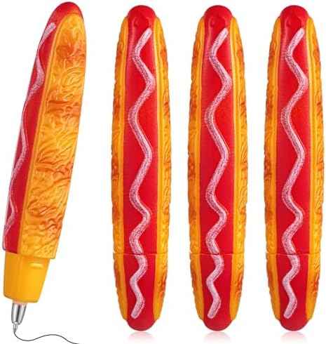 Sayglossy 4 Pcs Hot Dog Writing Pens 0.5 mm Cool Fast Food Fun Decorative Gifts for Back to School Classroom Birthday Party Office Desk Accessories