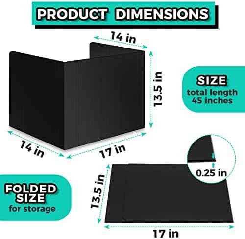 22-Pack Desk Dividers for Students - Durable & Waterproof Plastic Study Carrel Divider, Classroom Folders Teacher Supplies, Easy-to-Clean Plastic Privacy Shield Folder Boards for Student Desks, Black