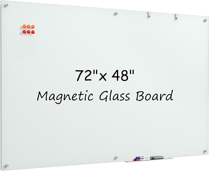 MaxGear Glass Whiteboard, Tempered Magnetic Dry Erase Board 72 x 48 Inch by MaxGear