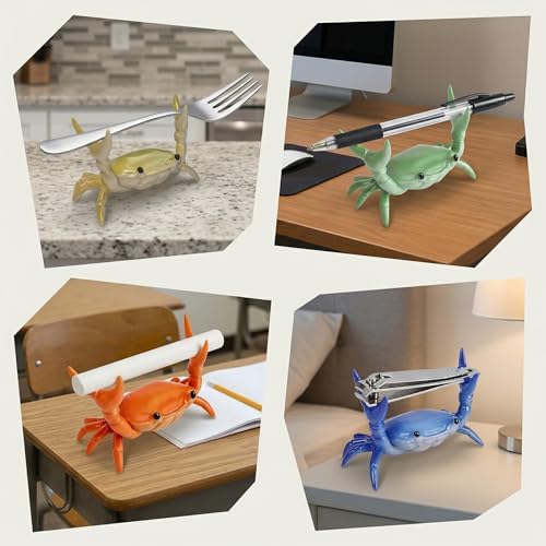 Crab Pen Holder for Desk - 2pcs Cute Funny Crab Pen Holder, Creative Weightlifting Crab Desk Organizers, Desk Crab Pencil Holder at Office, School, Home, etc