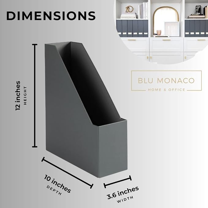 BLU MONACO | Set of 6 Foldable Grey Magazine File Holders - Image 7