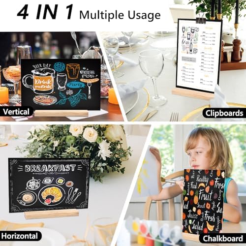 NACHLYNN 8 x 12 inch Small Chalkboard Signs with Wood Base Stand Double Sided Chalk Board Sign Message Board for Tables Decorations Home Party Kitchen Wedding (8 x 12 in)