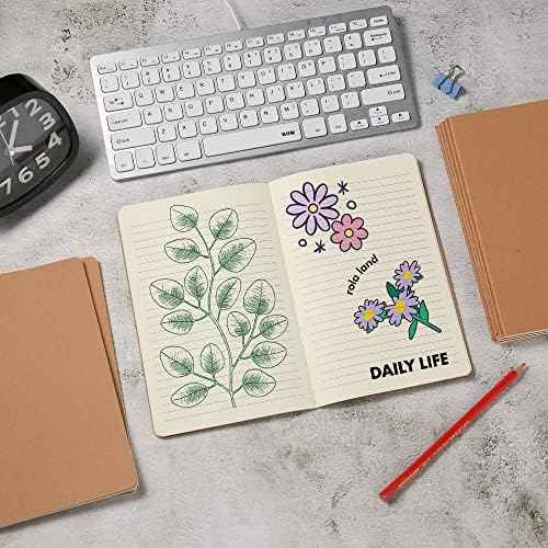 24 Pack College Ruled Notebook & Journal Bulk, Kraft Cover, Line Thick Paper, A5 Size, 5.5x8.3 inch, 60 Pages, Small Subject Note Pad Planner Set for Women Men Kids Traveler Student Office
