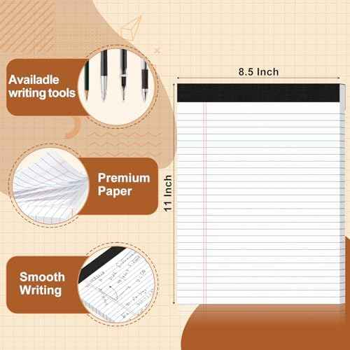 Legal Pads 8.5 X11, Narrow Ruled Notepads, 2 Pack, 50 Sheet/Pad