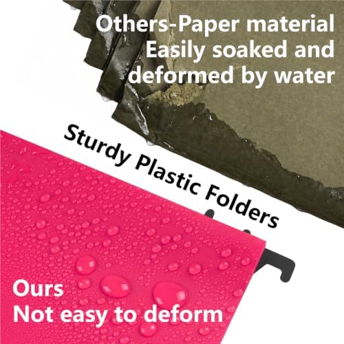 12 Pack Extra Capacity Plastic Hanging File Folders,2 Inch Expanding Pocket