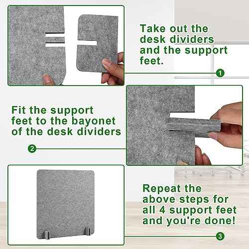 6 Pcs Acoustic Desk Divider Partition Privacy Panel 24 x 24",Light Gray