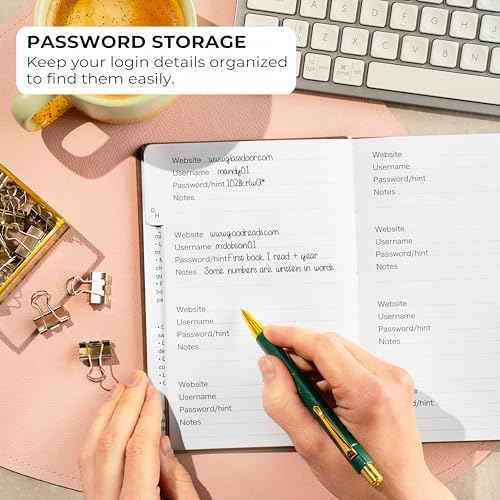 Clever Fox Password Book with Alphabetical Tabs, 5.3"x7.7" Keeper Brown