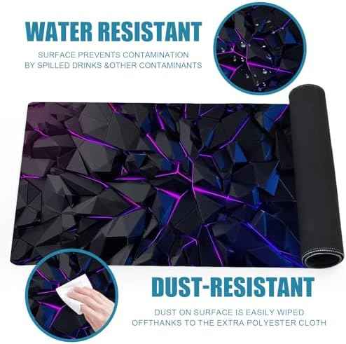Gaming Mouse Pad, XL Extended Big Computer Mousepad, Large Mouse Pad for Desk with Non-Slip Rubber Base, Desk Mat, Keyboard Mat for PC, Office&Home, 31.5x11.8in, Geometric Neon