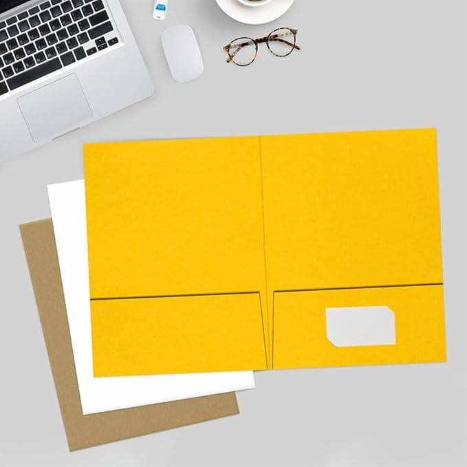 LUXPaper 9" x 12" Presentation Folders | Two Pocket | Sunflower Yellow | 100lb. - Image 6