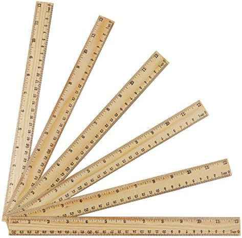 KINJOEK 36 Packs 12 Inch Wooden Rulers Double Sided Pine Wood School Ruler Measuring for Home, Student, Office Use, 2 Scale, 30 cm