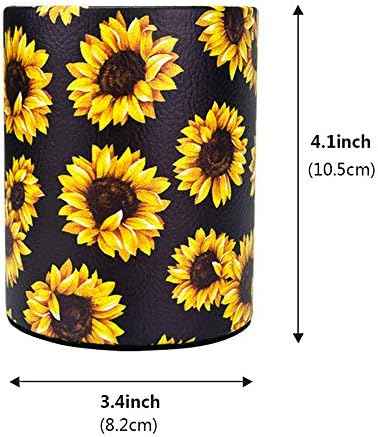 Sunflower Pen Holder, Pencil Holder Desk Organizer for Women Girls, Floral Makeup Brush Holder, Ideal Gift for Office, Classroom, Home(blackSunflower)