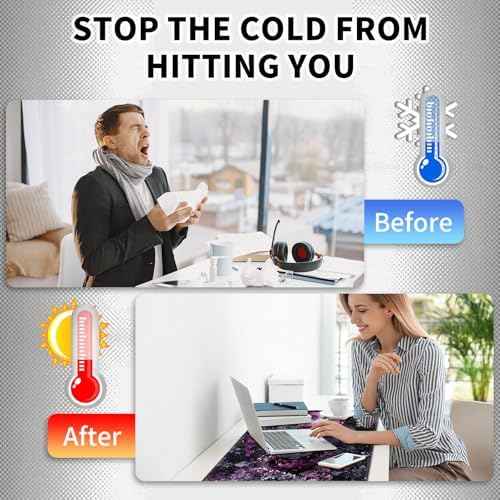 Heated Mouse Pad Hand Warmer, Warm Desk Pad Mousepad Desk Mat with 3 Levels Heating and Auto Shut Down 31.5 x 13 inch PU Leather Warmer Keyboard Mat for Gaming Laptop Office Home, Purple Flower