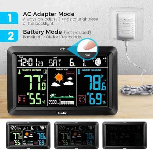 Weather Station Wireless Indoor Outdoor Thermometer Clock (Black)