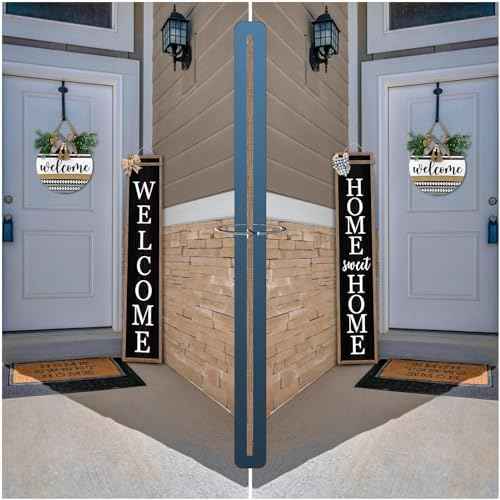 Surfapans Outdoor Welcome Sign for Front Porch 2 Sided 45"X9" Wood Black