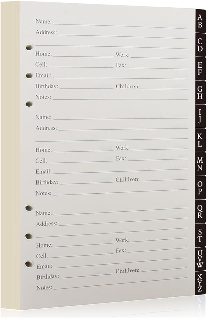 Happyaokeland Address Book Refill Pages 648 Contacts Durable Dividers by Happyaokeland