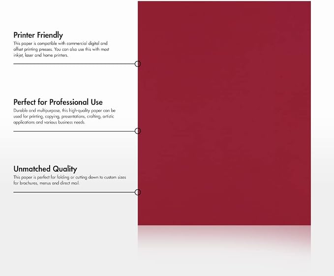 LUXPaper 8.5" x 11" Paper | Letter Size | Garnet Red | 80lb. Text | 500 Qty - Image 8