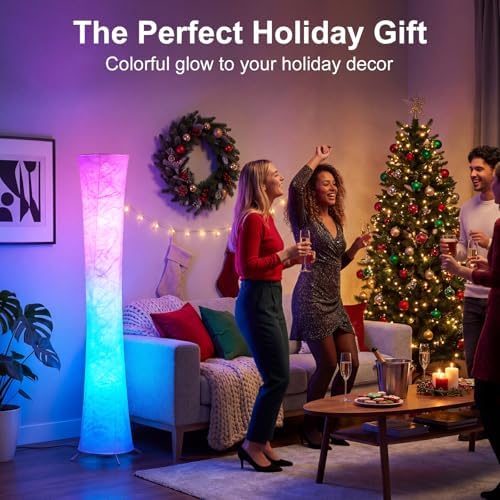 RGB Square Floor Lamp, 61'' Smart LED Corner Lamp with App and Remote Control, 16 Million DIY Colors, Music Sync, Modern Standing Lamp for Living Room Bedroom Gaming