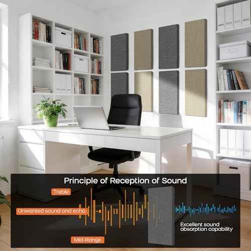 BUBOS 4 Pack Large Fabric Acoustic Wall Panels 23.6"x11.8",Soundproof Panel