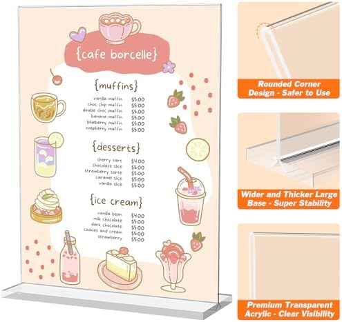3 Pack Acrylic Sign Holder 8.5 x 11 Inches, Vertical Flyer Display Stand
