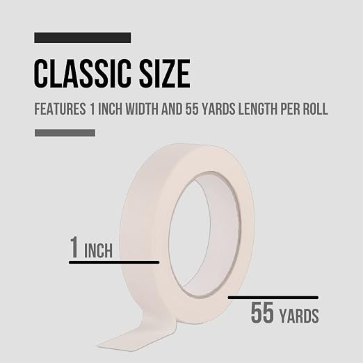 Lichamp Masking Tape 1 inch, 4 Pack General Purpose Beige White Masking Tape - Image 4