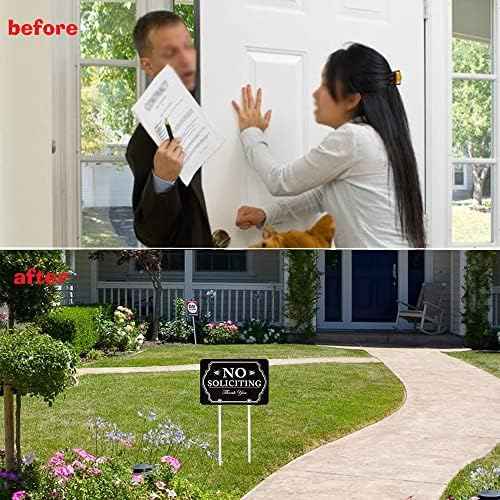 Kichwit No Soliciting Sign for House with Stakes, 12 x 8 Inch/21 Inch High