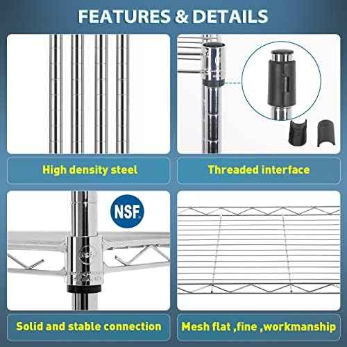Metal Shelving Closet Storage Shelves Tall Skinny Shelf Kitchen Pantry Shelf Narrow Wire Shelving Unit for Small Spaces, Adjustable Organizing Rack Kitchen Racks and Shelves for Storage (CHROME)