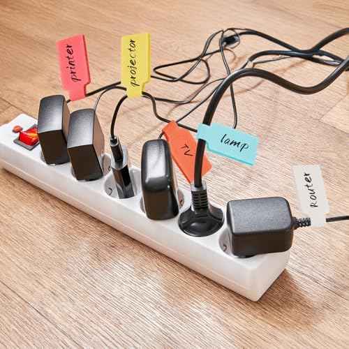 40 Pack Cable Labels Tags, Multi-Color Write On Wire Cord Tags and Charger Labels Waterproof for Cable Management and Identification Electronics (Rectangular)