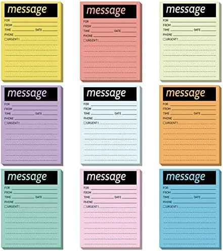 Geyee 9 Pcs Phone Message Pads for Office Super Sticky Notes 4 x 5 Inch