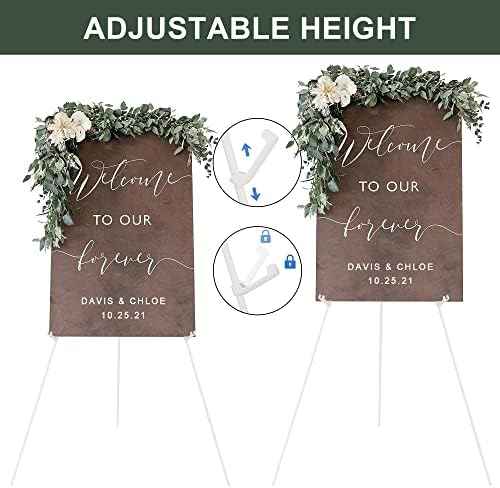 DANMO Easel Stand for Wedding Sign Poster 63'' Instant Display Floor Adjustable Metal Art Easel White