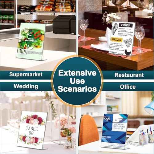 Acrylic Sign Holder 4x6, 22 Pack Clear Plastic Table Paper Display Stand, L-Shape Vertical Menu Holder Stand, Clear Picture Photo Flyer Display Stand for Restaurants, Store Show, Office Deskt