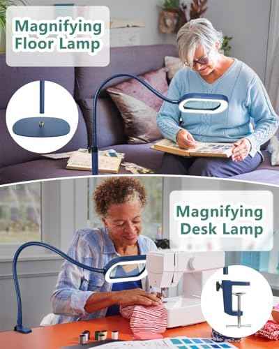 12X Rectangle Magnifying Glass with Light and Stand, 24" Flexible