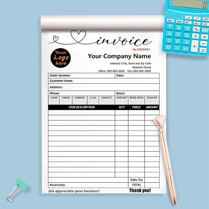 Personalized Invoice Book Custom 2 Part/3 Part Receipt Book Quote Estimate - Image 6