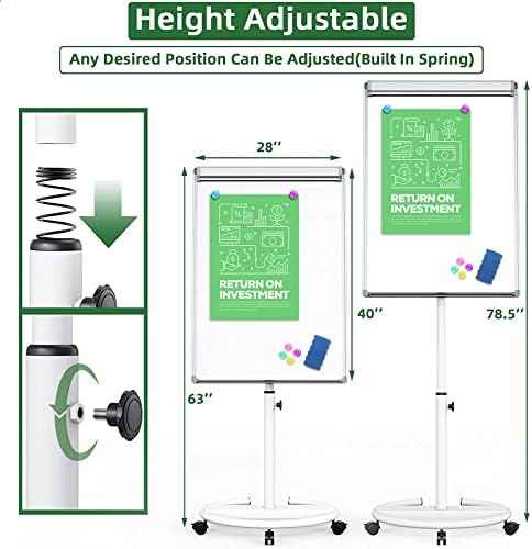 Mobile Whiteboard with Stand 40" x 28" Aluminum Frame