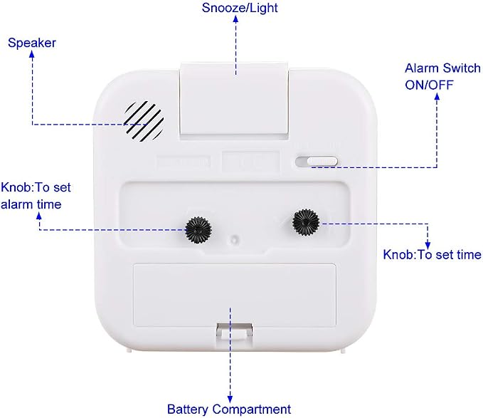 Tinload Small Battery Operated Analog Travel Alarm Clock Silent Non Ticking - Image 5