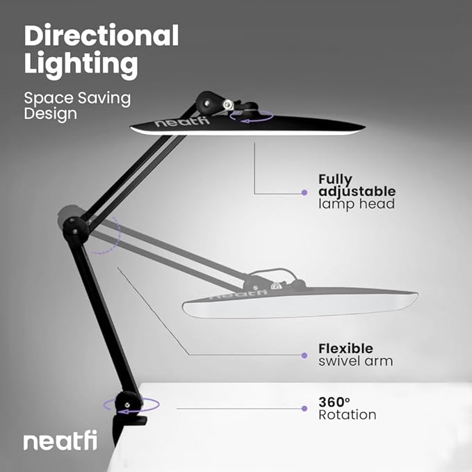 Neatfi XL 2, 200 Lumens LED Task Lamp, 4 Level Brightness, 3 Light Modes - Image 6