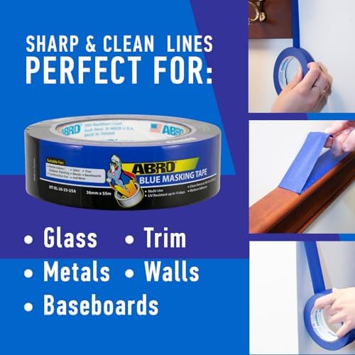 ABRO Blue Painter's Tape, 2 in x 60 yd, Clean Removal, 6 Pack