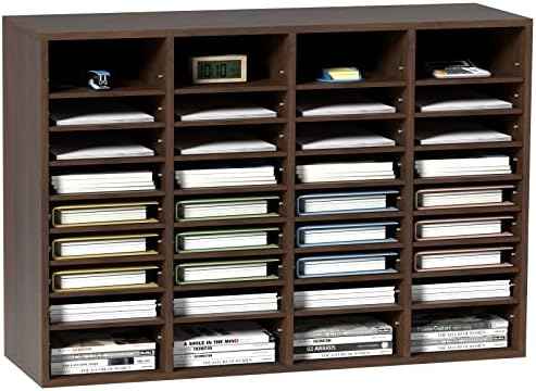 VEVOR Literature Organizers, 36 Compartments Office Mailbox with Adjustable Shelves, Wood Literature Sorter 39.3x12x26.8 inches for Office, Home, Classroom, Mailrooms Organization, EPA Certified Brown
