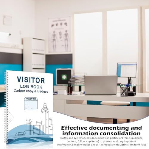 1 Pack of Visitor Badges Log with Carbon Copy Protecting Privacy Pages Visitor Stickers 8.5x11 Inch Visitor Log Book School Church Business Pass Guest Register Book - 225 Badges 30 Memo Pages (1)