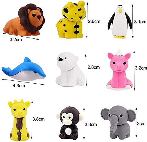 URSKYTOUS 35Pcs Animal Erasers Desk Pets for Kids,Classroom Prizes