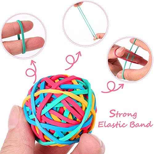 Outus 4 Roll Rubber Band Elastic Ball About 400 Pieces Colorful Rubber Bands Stretchable Rubber Band Balls Stationery Holder Elastic Band Loops for DIY, Arts and Crafts Christmas Gift for Grandson