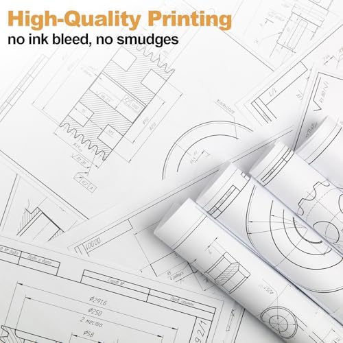 Wide Format Paper 24” x 150', 1 Roll Plotter Paper 20lb, CAD Bond Rolls on 2" Core for CAD Drawings, Projects, Drawing, and Making Posters