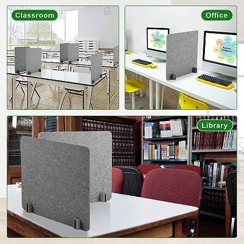 6 Pcs Acoustic Desk Divider Partition Privacy Panel 24 x 24",Light Gray