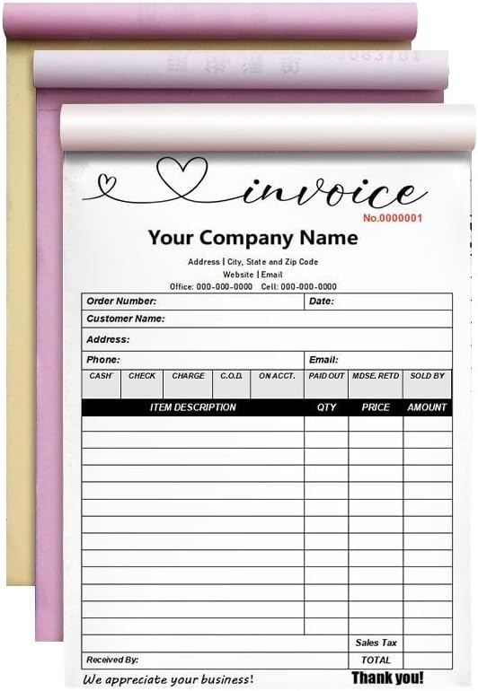 Personalized Invoice Book Custom 2 Part/3 Part Receipt Book Quote Estimate by BFHEFGSUU