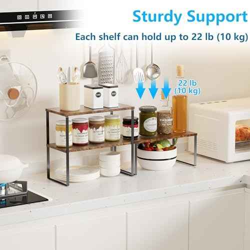 Golener Kitchen Counter Organizer, Countertop Shelf, Adjustable, Stackable