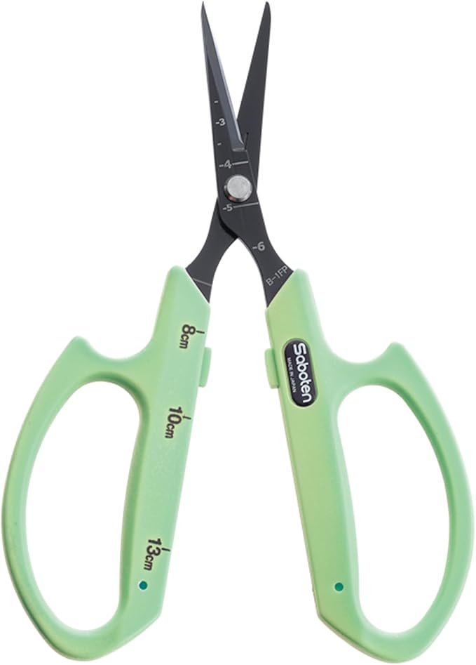 Saboten Fluorine Coated Angled Blade Trimming Scissors Green PT-2 160mm by DL+Wholesale