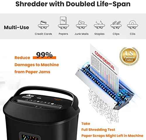 VidaTeco Paper Shredder, 14-Sheet Cross Cut Shredder for Home Office, 6.6-Gallon Bin with US Patented Cutter & Anti-Jam System, Heavy Duty Document Shredder for Credit Cards, CD, Mail & Staples, ETL