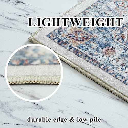 Hallway Washable Runner Rug - 2x6 Kitchen Rugs Entryway Rug Runner Vintage Soft Floor Mat Non Slip Indoor Farmhouse Carpet for Bathroom Living Room Bedroom (2 X 6, Brick)