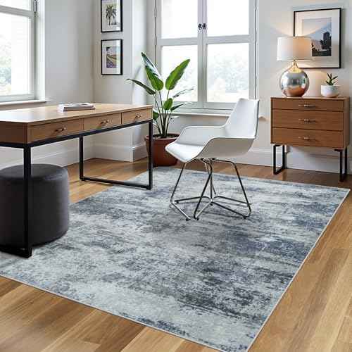 4x6 Area Rugs for Living Room Washable Bedroom Dining Room Blue Grey