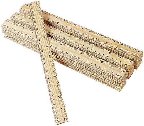KINJOEK 36 Packs 12 Inch Wooden Rulers Double Sided Pine Wood School Ruler Measuring for Home, Student, Office Use, 2 Scale, 30 cm